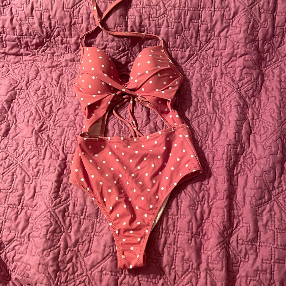 Target one piece pink polka dot swimsuit